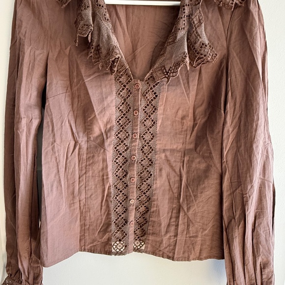 Catherine Malandrino Brown Eyelet Blouse - Picture 2 of 3